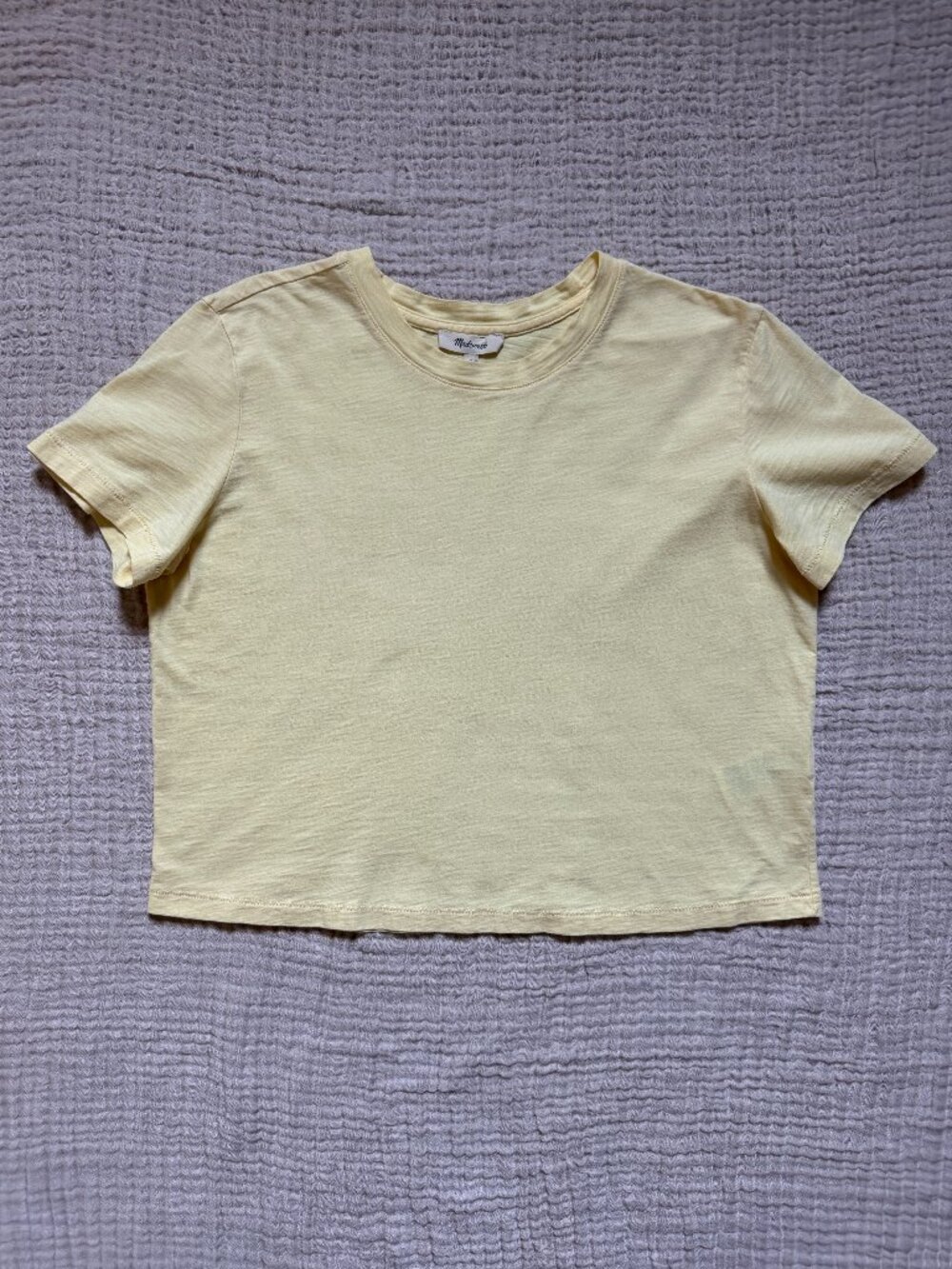 Madewell The Easy Crop Crewneck Tee in Soft Slub Butter Yellow Size Small